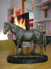 Bronze + Marmor Pferd Statue