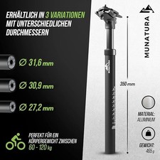 Munatura® Premium Sattelstütze gefordert Ø27.2 /30.9/31.6/27.2 inkl. Hülsen