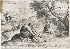 J.Sadeler M. van Cleve I God appearing to Moses Bible Kupferstich engraving 1600