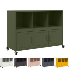 Sideboard mit Rollen Metall Kommode TV Schrank Beistellschrank 3 Türen 3 Fächern