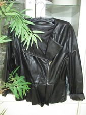 Damen Kunstleder Jacke  schwarz NEU mit Schößchen Größe L/38
