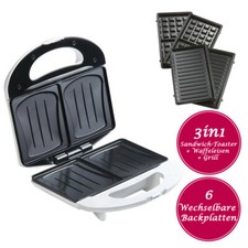 Sandwichmaker Sandwichtoaster Waffeleisen 3 in 1 elektro Tischgrill Muschelform