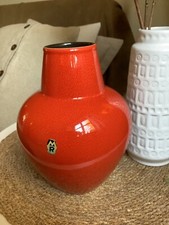 MARZI & REMY Vintage Kürbis Vase 1047/22 rot craquele Krakelee WGP Weihnachten