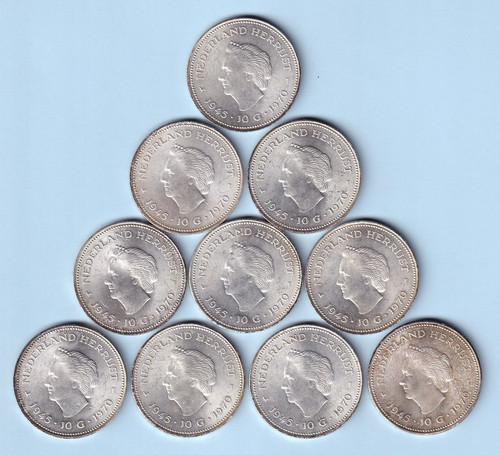 Netherlands 1970 silver 10 - silver,