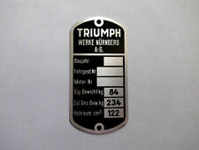 Triumph Typenschild Schild Werke Nürnberg AG TWN 125 ccm 122 S78 Motorrad
