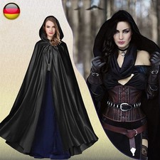 Gothic Vampir Kapuzen Umhang Robe Lang Mantel Hexerei Cosplay Halloween Kostüm