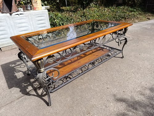 Couchtisch antik holz und - holz, glas