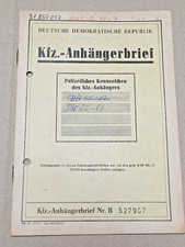 KFZ Anhängerbrief Fahrzeugbrief DDR LKW Einachs Anhänger IFA HL 10 .01 EZ 1976