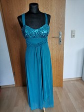 Damen Kleid lang türkis mit Pailletten Größe M