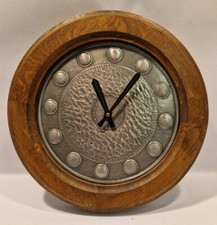 D18-AC WANDUHR UHR ZINN ZINNUHR ZINNBLATT JUNGHANS QUARTZ RUND HOLZ