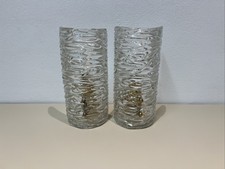 Kalmar Wandlampen Set Strukturglas Eisglas Messing Wand Leuchten 60er Vintage