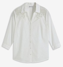 Neu Stylische Bluse mit Lochstickerei Gr. 52 Weiß Damen Hemd Shirt Tunika