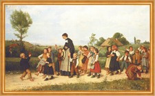 Der Schulspaziergang Albert Anker 1872 Schweizer Maler Kinder LW H A2 0597