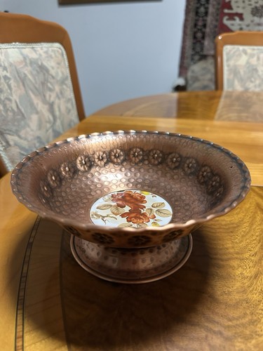 Vintage kupferschale mit fuß - kupferschale,