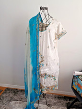 Bollywood Kleid Weiss Türkis