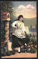 Ansichtskarte Dame in Tracht