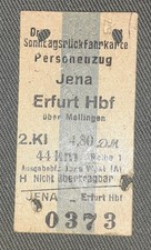 DDR Fahrkarte "Jena - Erfurt