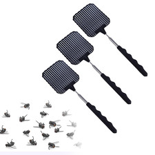 Fliegenklatschen 3 Stück ausziehbar Edelstahl stabil für Fliegen Mücken Insekten