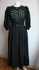 SPORTALM Dirndl Trachtenkleid 100% Wolle schwarz grün warm Herz edel 34 XS 36 S