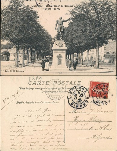 Cpa libourne statue - libourne, oscar
