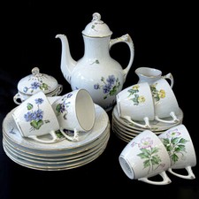 21-tlg. / 6 Pers. - Bing & Grøndahl "Erantis" Kaffeeservice Seepferdchen Blume
