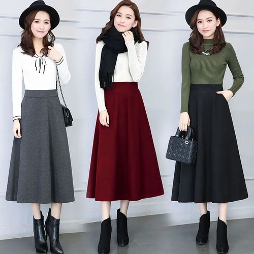 Damen faux wool midi - midi, rock