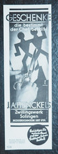 J.A. Henckels , Zwillingswerk Solingen , Alte Reklame , 1929 , (V)