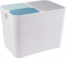 ONVAYA® Mülltrennsystem Mülleimer Tom mit 3 Fächern - 36L - grau-mint-petrol