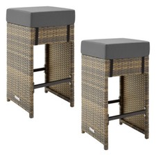 2x Barhocker Set Polyrattan Aluminium Barset Möbel Theke Poolbar Natur B-Ware