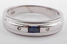 Saphir Brillant Diamant Ring 585 14K Weißgold WG Gr. 53  