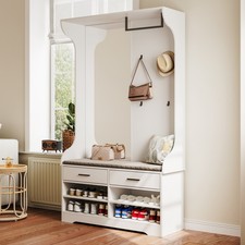 Garderoben,Wandgarderobe,Flurgarderobe Set mit Offener Schuhschrank und Spiegel