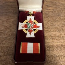 Orden  Feuerwehr Ehrenkreuz Mit Etui und Bandspanger in GoldFW75