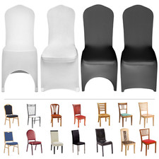 50/100x Stuhlhussen Stretch Universell Stuhl Hussen Weiß Stuhlbezug Stuhlüberzug