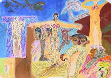 Bernd Klug 1943-2016 Berlin / große Mischtechnik ~2000 / Figuren Akte art brut