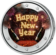 2 Euro Farbmünze "Happy New