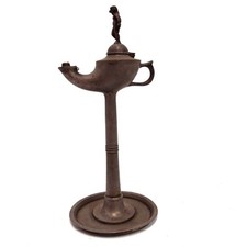 Zigarrenlampe Zinn grau alte Öllampe Zigarrenanzünder 31 cm Nostalgie Dochtlampe