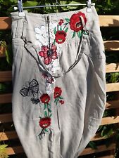 DESIGUAL Hippie Ethno Boho Sarouel Goa Harems Hose BLÜTEN Schmetterlinge L BW 40