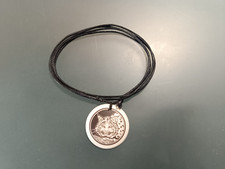 Kette Schneeleopard Anhänger Keramik Katze Modeschmuck handgefertigt