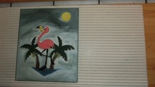 Bild, Flamingo, gemalt auf Stoff/Leinwand, Laienarbeit
