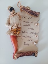 Pulcinella Texttafel Dekoration Commedia dell'arte  Napoli vintage