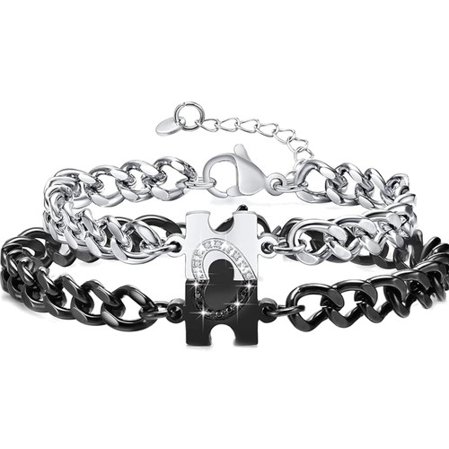 Partner armband schwarz silber - partner,
