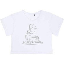 "Picnic Ghost" Damen Baumwolle Crop Tops (CO052877)