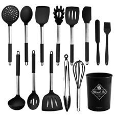 Kochbesteck-Set Schwarz, Silikon Küchenutensilien Set, Küchenhelfer, Küchengerät