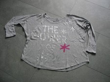 FROGBOX dünner Pullover in grau mit Druck und Glitzersteinen Gr. 36 oversized