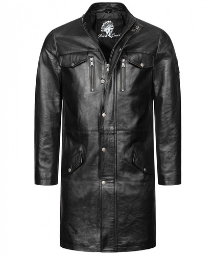 Leder mantel herren lang - leder,