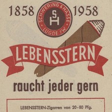 Lebensstern Zigarren Zigarettenfabrik Schwering Hasse Lügde Papiertüte Reklame
