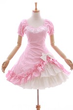 JL-572 rosa weiß Rüschen Classic Gothic Lolita Kleid Rock Kostüm Cosplay