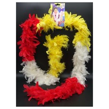 GELB-WEIß-ROTE FEDERBOA (60g / 180cm) Karneval Federschlange Bunte Farbige Boa