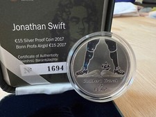 IRLAND - 15 EUROS 2017 " Jonathan Swift - Gulliver's Travels "  Silver PROOF PP