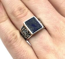 Siegel Ring 925 Silber Herren Schmuck Lapislazuli Bandring Lapis 18.8mm / 59